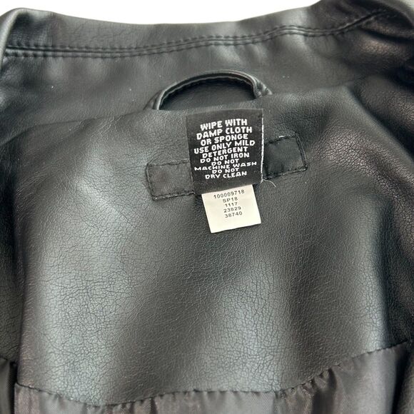 NWT Alfani Womens Black Floral Embroidered Jacket Sz S Faux Leather Moto Biker - Picture 9 of 12